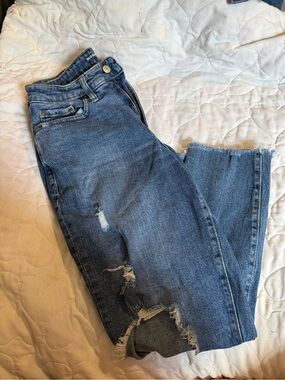 Old Navy Blue Distressed Ankle Crop Jeans